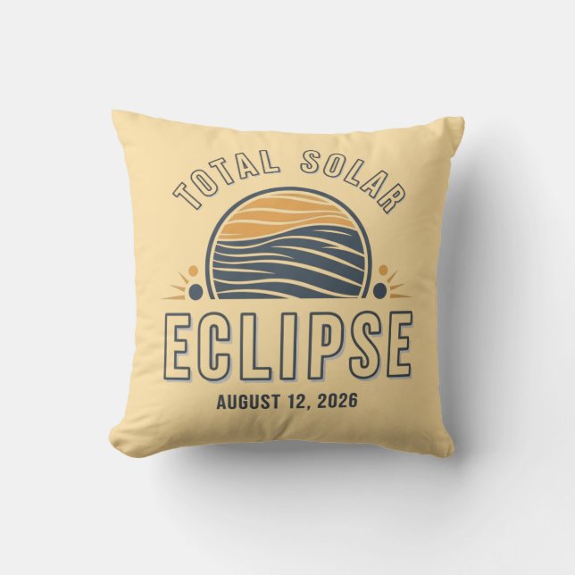 Almofada Astronomia Eclipse Total do Sol 2026 Totalidade Ag (Frente)