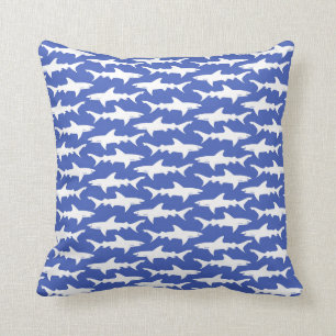 Almofada Ataque do tubarão - azul e branco