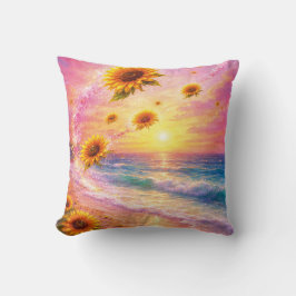 Almofada Atardecer de Paz Infinita: Girasoles Mágicos 