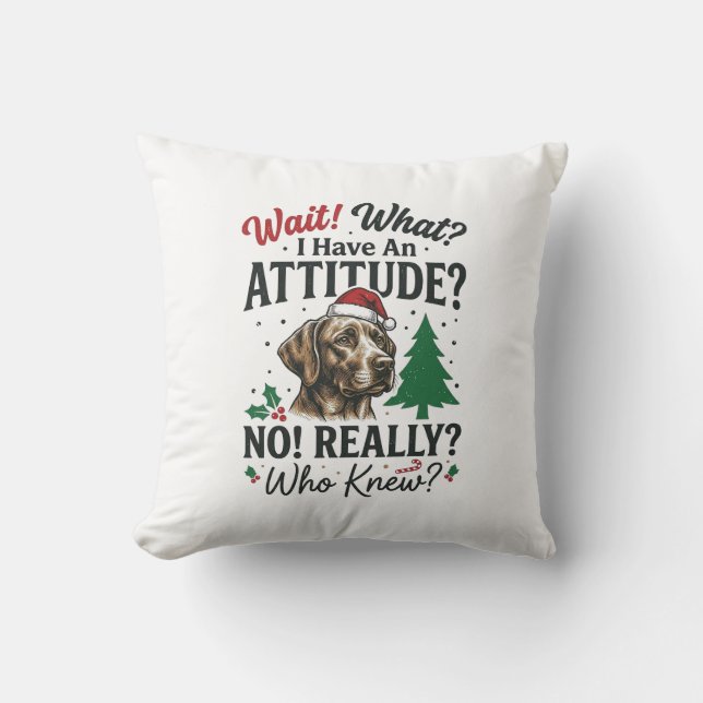 Almofada Atitude de Cachorro Engraçado Natal Design Vetoria (Frente)