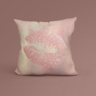 Almofada Ativação de Lábios de Beijo Cinza Rosa-Dourado com