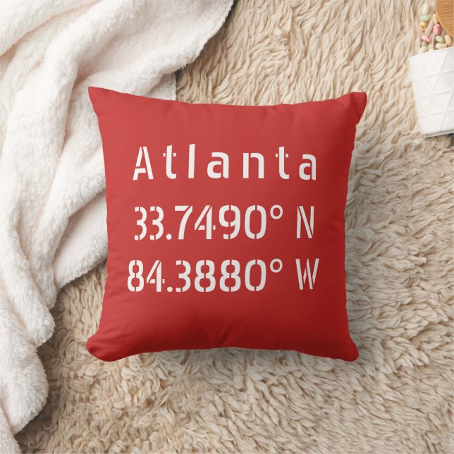 Almofada Atlanta Latitude Longitude Vermelho (Cobertor)