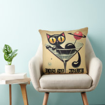 Atomic Futuristic Space Age Black Cat Martini
