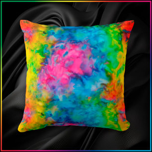 Almofada [Atomic Tie-Dye] Cores Arco-Íris Psicodélicas V2