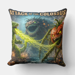 Almofada Attack of the Colossus retro monster movie throw c