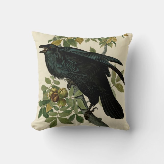 Almofada Audubon Raven Bird Classic Trabalho de arte (Frente)