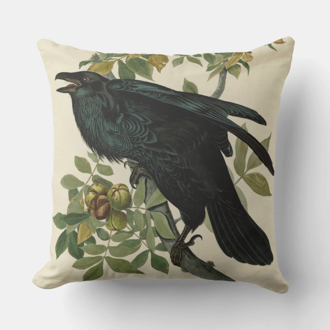 Almofada Audubon Raven Bird Classic Trabalho de arte (Frente)
