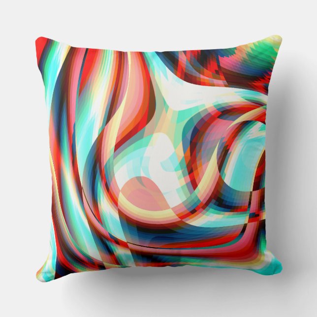 Almofada Aumento dos traços vermelhos curvos, faixas sobrep (Verso)