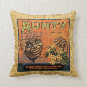 Almofada Aunty da etiqueta da fruta do vintage e Smokey Jim
