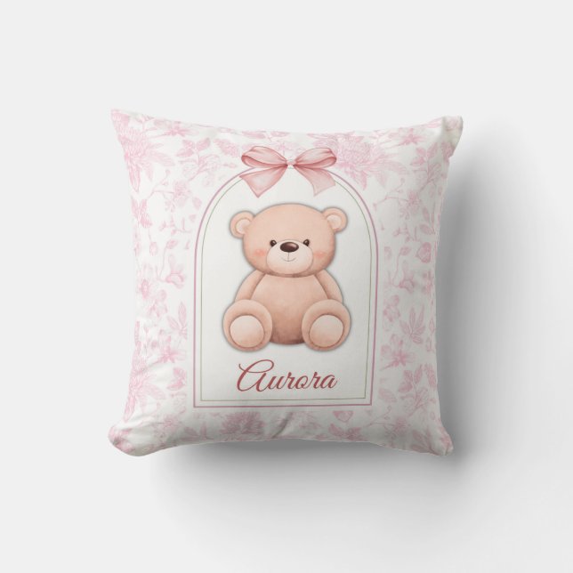 Almofada Aurora | Design de Enfermeiro de Urso Rosa Persona (Frente)
