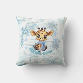 Almofada AUsome Winter Giraffe – Cute Autism Awareness Snow
