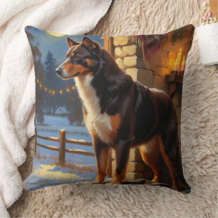 Almofada Australian Kelpie Com Luzes De Natal Feriado