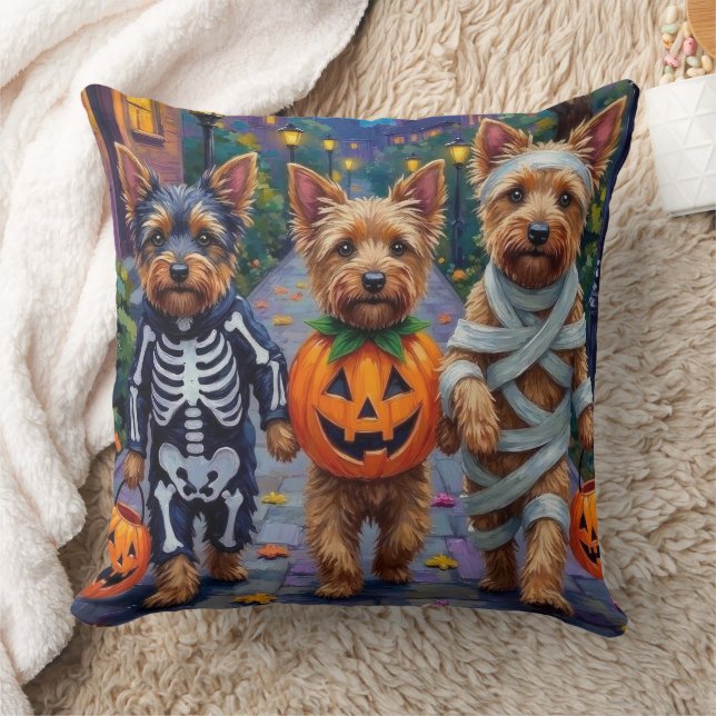 Almofada Australian Terrier fazendo doces ou travessuras no (Cobertor)