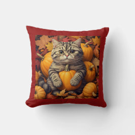 Almofada Autumn Cat com Pumpkins e Travesseiro decorativo d