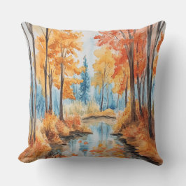 Almofada Autumn Forest Watercolor Art