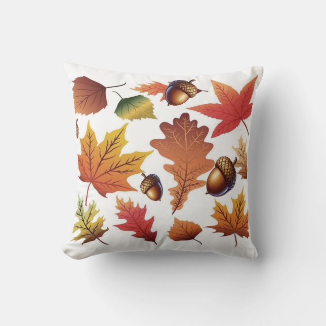 Almofada Autumn Leaves & Acorns Pattern Pillow (Frente)