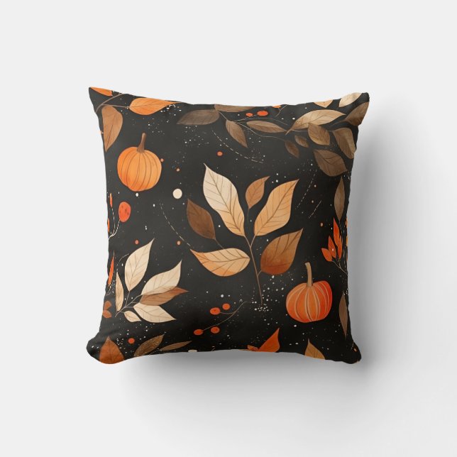 Almofada Autumn Leaves e Pumpkins Decorative Travesseiro (Frente)