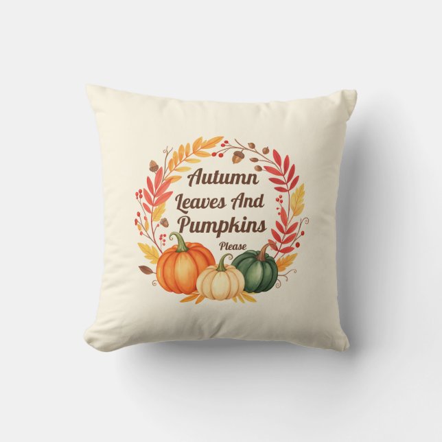 Almofada Autumn Leaves e Pumpkins - Farmhouse Russo Fall (Frente)