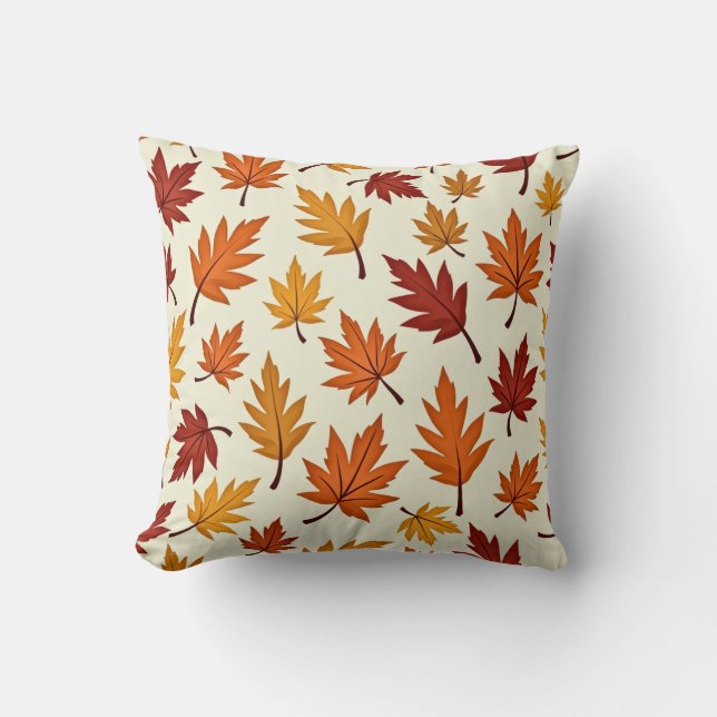 Almofada Autumn Leaves Pattern – Cozy Fall Foliage Design (Frente)
