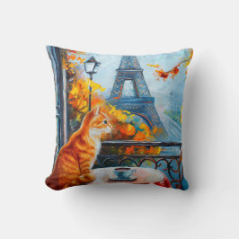 Almofada Autumn Parisiense | Ginger Cat em um café