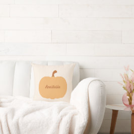Almofada Autumn Pumpkin e Leaf Pastel Nome Personalizado