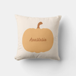 Almofada Autumn Pumpkin e Leaf Pastel Nome Personalizado