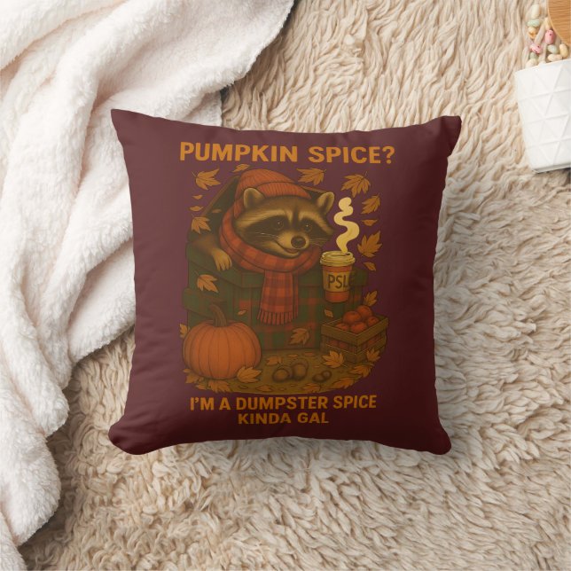 Almofada Autumn Raccoon Funny Pumpkin Spice Latte (Cobertor)