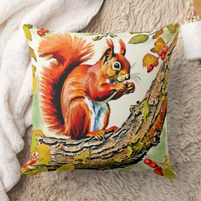 Almofada Autumn Squirrel Art (Cobertor)