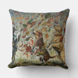 Almofada Autumn Tailwag Whimsical Golden Retriever Dogs Oil