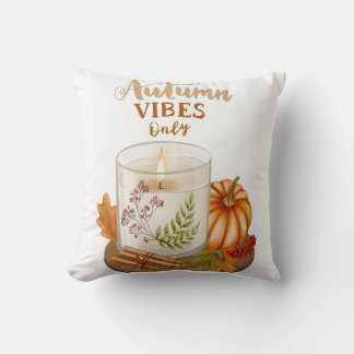 Almofada Autumn Vibes Only Candle & Pumpkin Decorative Thro