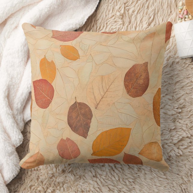 Almofada Autumn Whisper - Fall Leaves in Warm Earth Tones 2 (Cobertor)