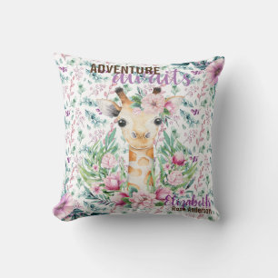 Almofada Aventura Aguarda Bebê GIRAFFE Purple Floral Nomead