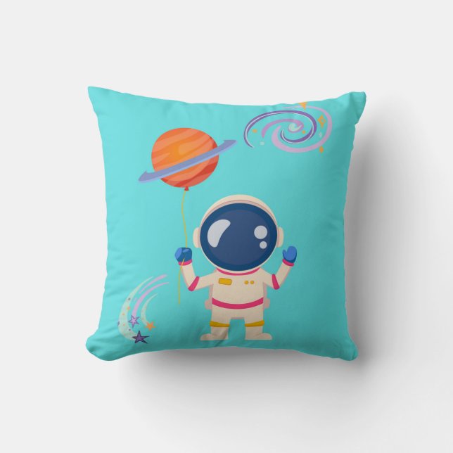 Almofada Aventuras de desenho animado espacial. (Frente)