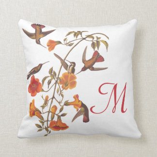 Almofada Aves com Flor de Trompete Laranja Vinha