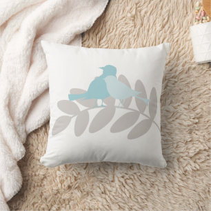 Almofada Aves de Cinza e Azul Bebê