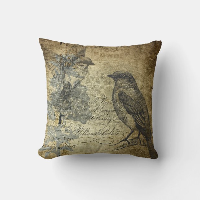 Almofada Aves de Colagem Vintage (Frente)