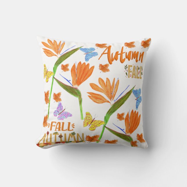 Almofada Aves do paraíso no outono (Frente)