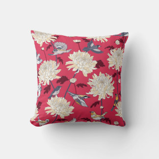 Almofada Aves e Chrysanthemum: Vintage Floral