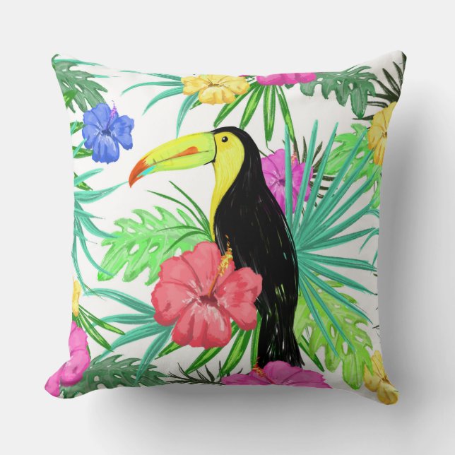Almofada Aves e Flores Tropicais (Frente)