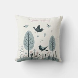 Almofada Aves e Floresta Nórdicas Personalizadas 