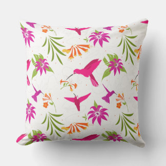 Almofada Aves e Folhas Tropicais