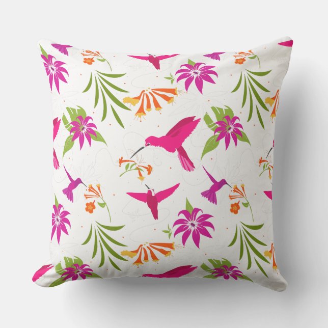 Almofada Aves e Folhas Tropicais (Frente)