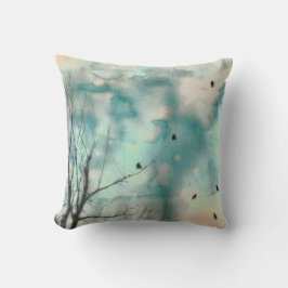 Almofada Aves Em Árvores