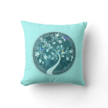 Aves em uma ramificação Aqua Blue Reversible