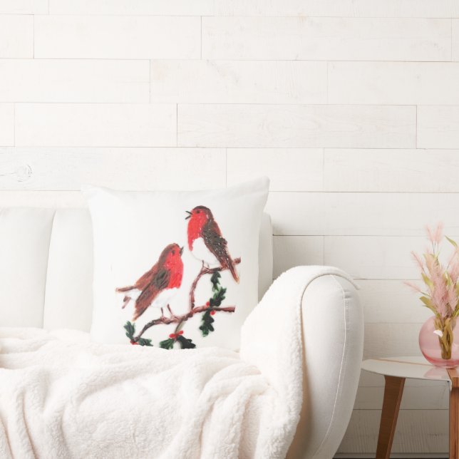 Almofada Aves Festivas Robins Holly (Sofá)