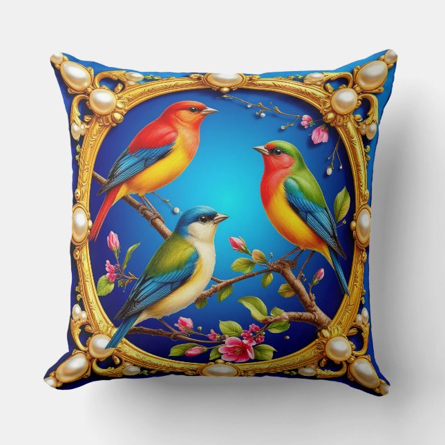 Almofada 💙 Aves Vibrantes Decoração de Casa da Natureza El (Frente)