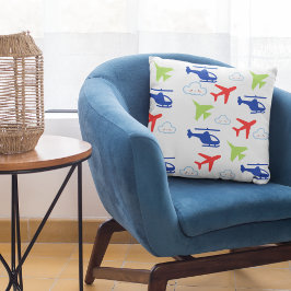 Almofada Avião e nuvens coloridos para aviador