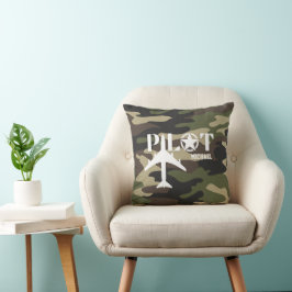 Almofada Avião militar e piloto, Camuflagem, Minimalista
