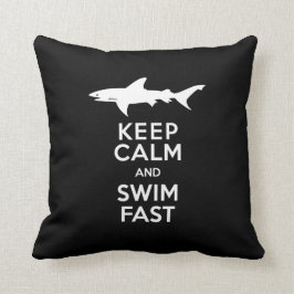 Almofada Aviso engraçado do tubarão - mantenha a calma e