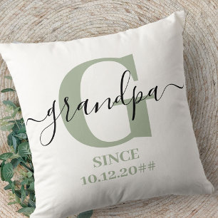 Almofada Avô Monograma Elegante Roscas Prata Verde